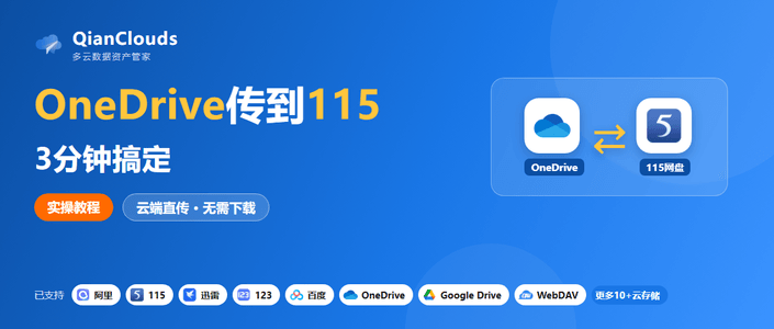 OneDrive转115其实很简单：云端直传3步走，告别下载再上传