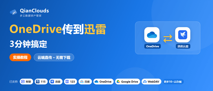 OneDrive转迅雷方法分享：QianClouds 3步搞定云端直传