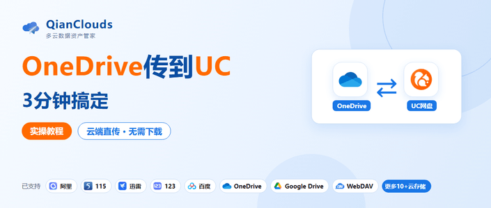 OneDrive传UC网盘不用下载本地：QianClouds云端直传3步完成