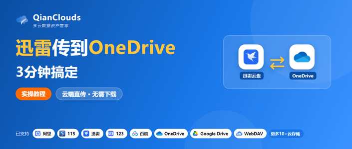 迅雷转OneDrive其实很简单：云端直传3步走，告别下载再上传
