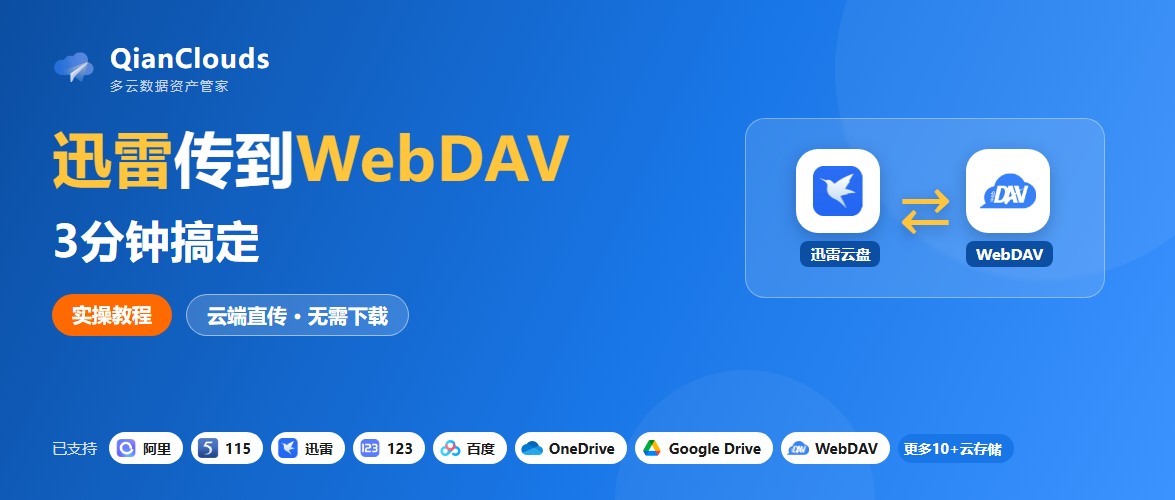迅雷云盘传WebDAV不用下载本地：QianClouds云端直传3步完成