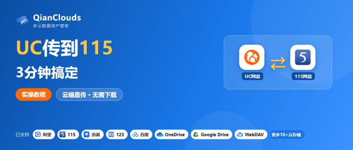 UC网盘文件转到115网盘的简单方法：云端直传，3步搞定